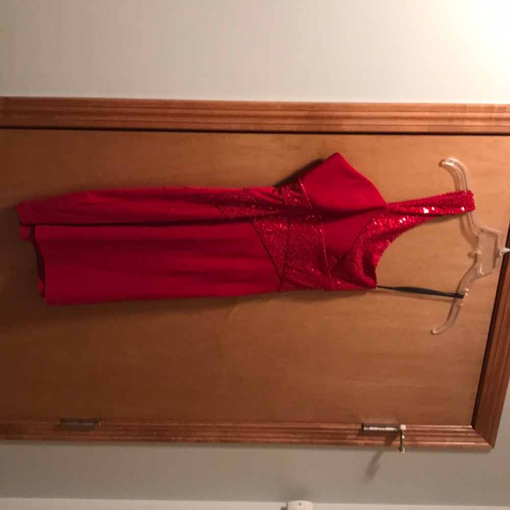 One shoulder about knee length dress